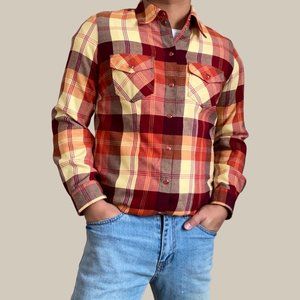 Canda Yellow and Red Snap Button Western Shirt